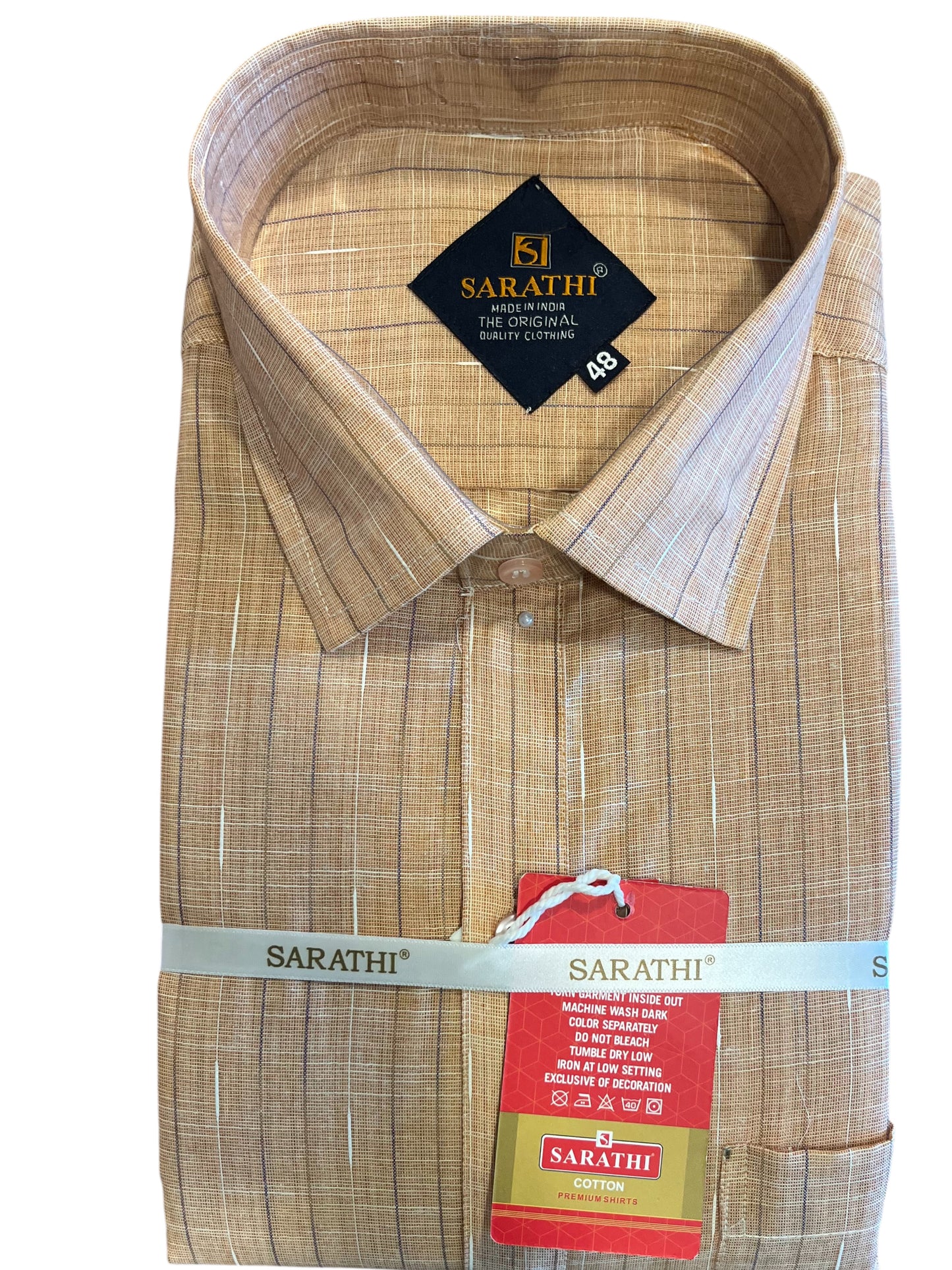 Pure Cotton Brown Plain Shirt (48 FS)