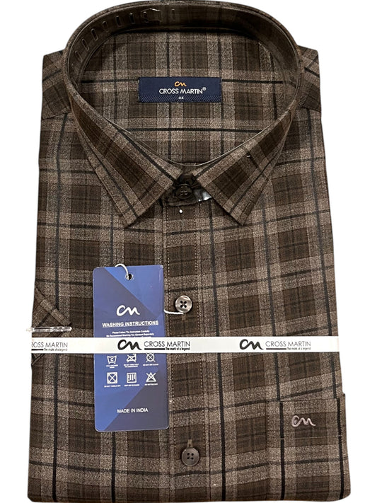 Southloom Pure Cotton Brown Check Shirt SLSHIRT 44 HS