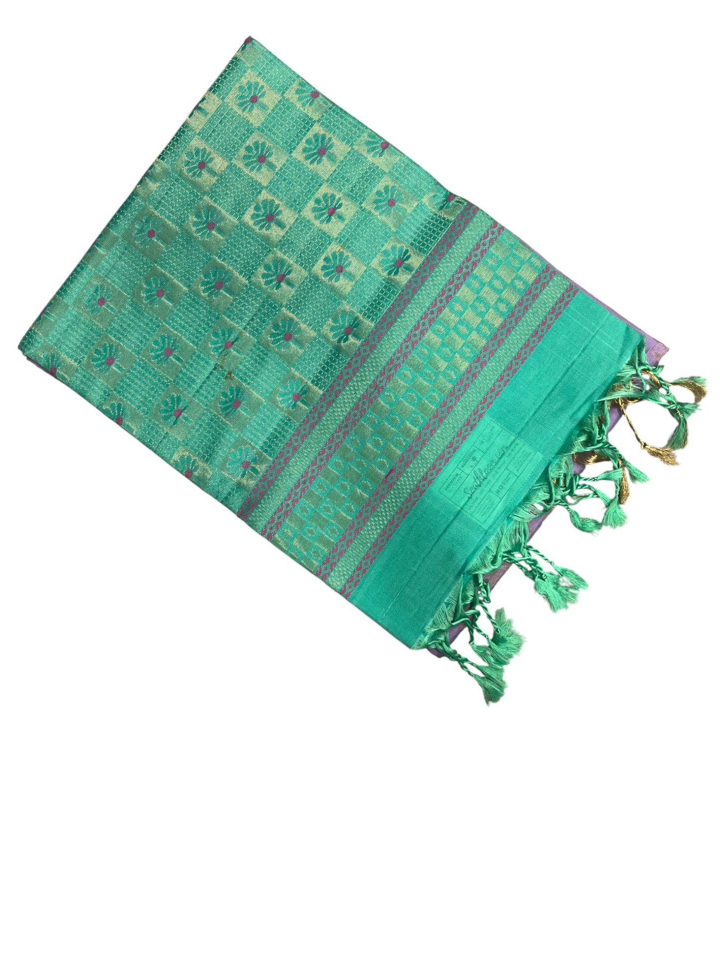 Southloom Pure Handloom Bridal Kanchipuram Silk Saree with Korvai Work (Lavender & Green)