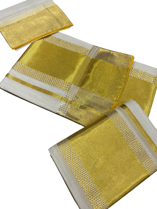 Southloom Premium Handloom Set Mundu with Kasavu and Golden Border (2.80 Mtr)