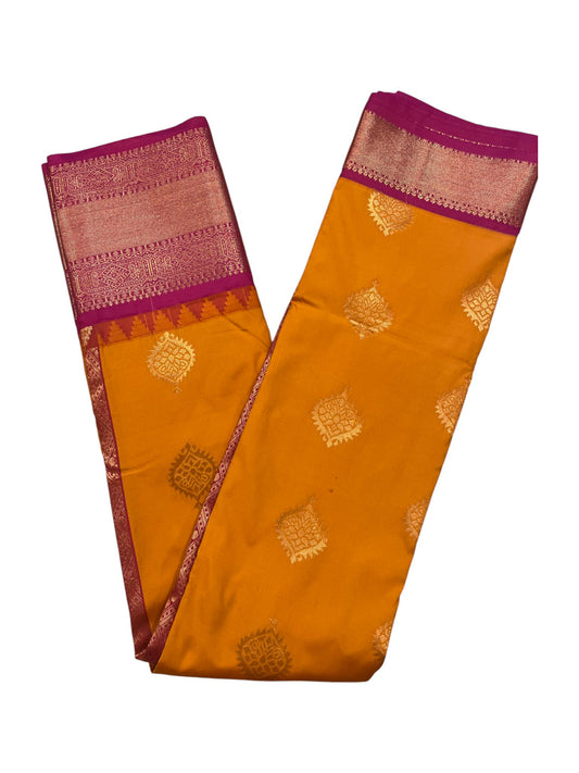 Southloom Banarasi Semi Silk Saree with Woven Work on Body (Orange)