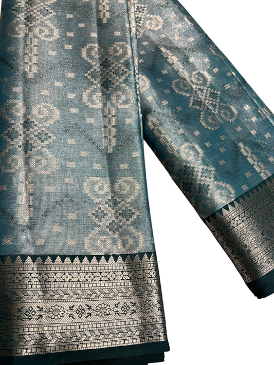 Southloom Semi Banarasi Katan Tissue Saree with Woven Work on Body and Borders