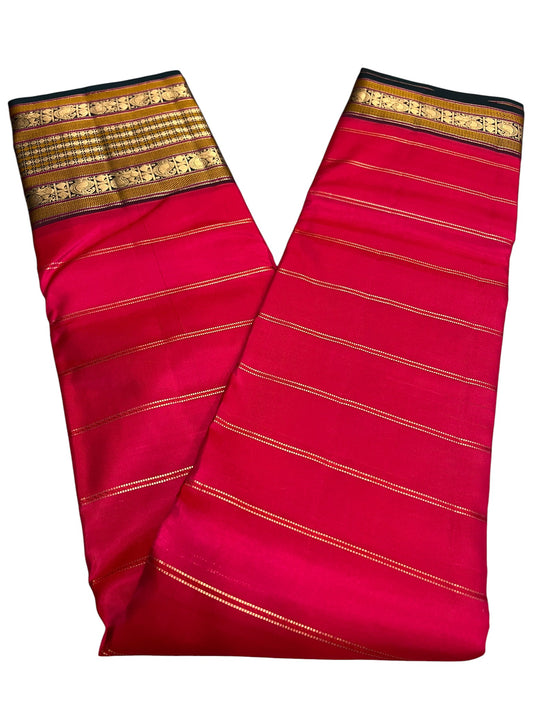Southloom Pure Handloom Bridal Kanchipuram Silk Saree with Korvai Work (Red &Dark Green)