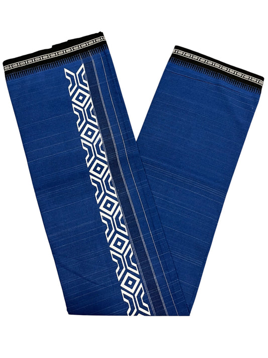 Southloom Blue Printed Single Mundu / Otta Mundu / Lungi (South Indian Kerala Dhoti)