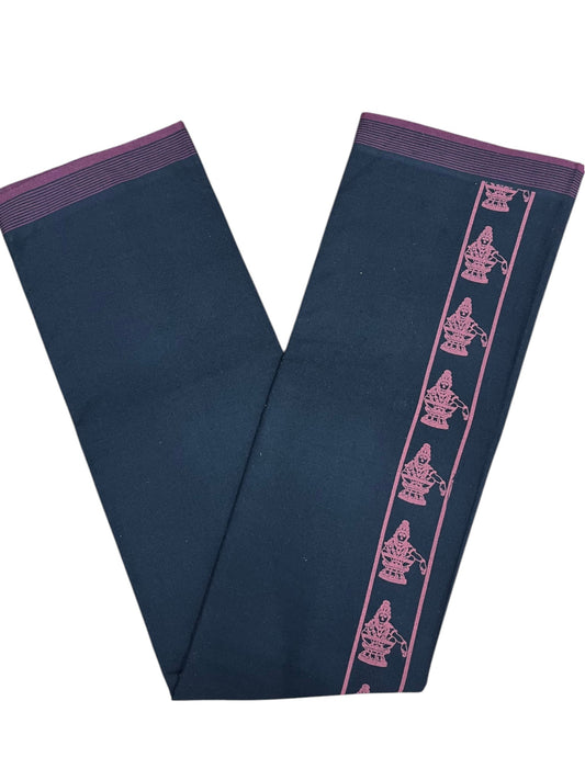 Southloom Black Printed Ayyapan Single Mundu / Otta Mundu (South Indian Kerala Dhoti)