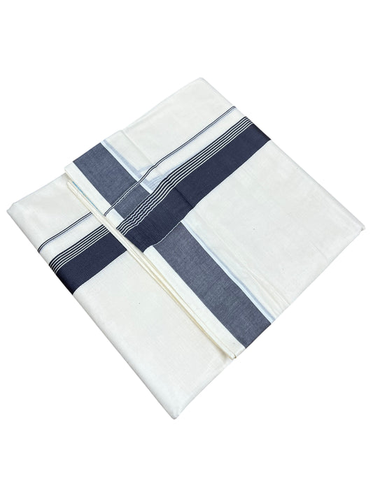 Southloom Pure Cotton Mundu with Grey Border (South Indian Kerala Dhoti)