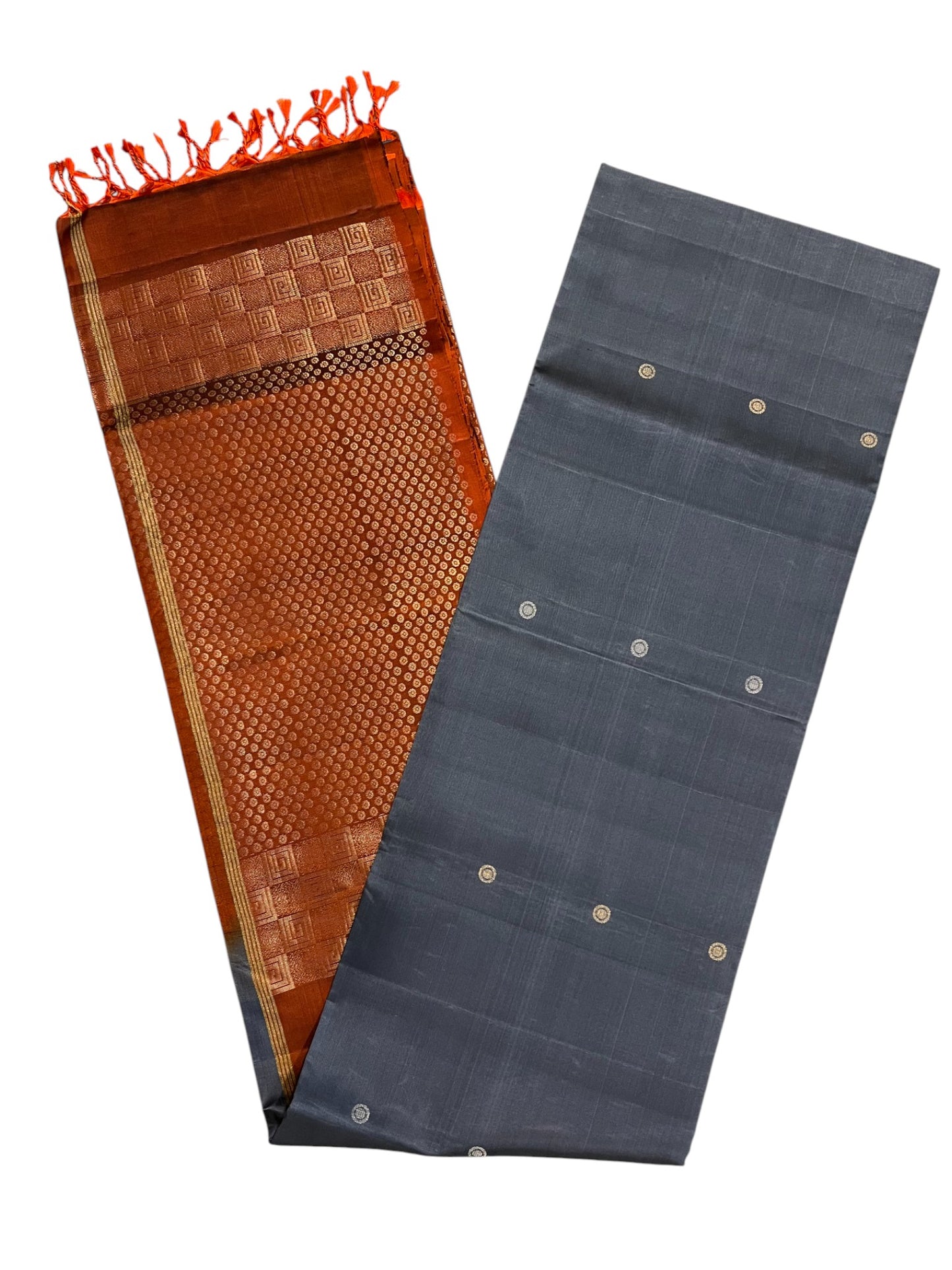 Southloom Pure Handloom Kanchipuram Silk Saree with Butta Work (Maroon & Grey)