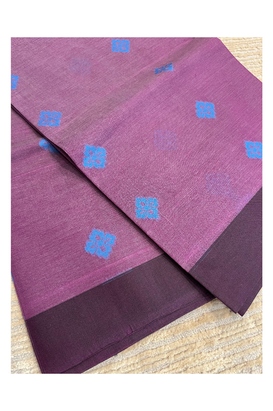 Southloom Kerala Cotton Saree with Floral Woven Works Across Body in Violet