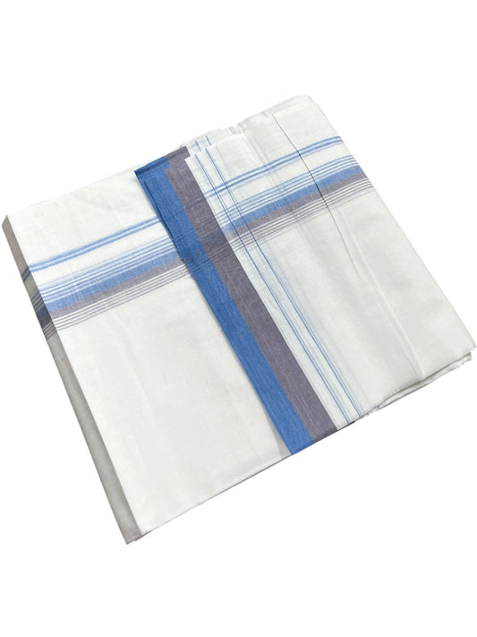 Southloom Pure Cotton Mundu with Blue Border (South Indian Kerala Dhoti)