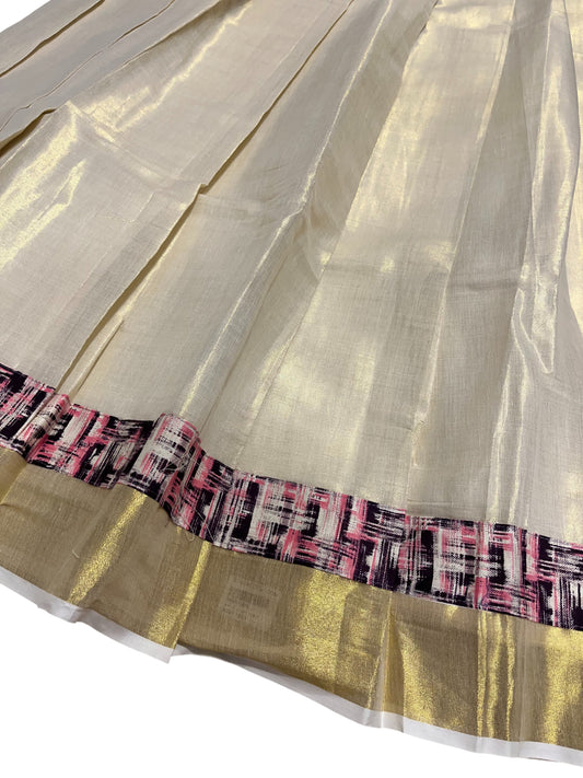 Southloom Semi Stitched Tissue Dhavani Set with Pavada and Ajrakh Blouse Piece