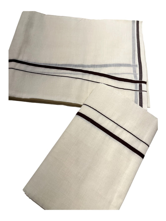 Kerala Cotton Mundum Neriyathum Single (Set Mundu) with Black Puliyilakkara