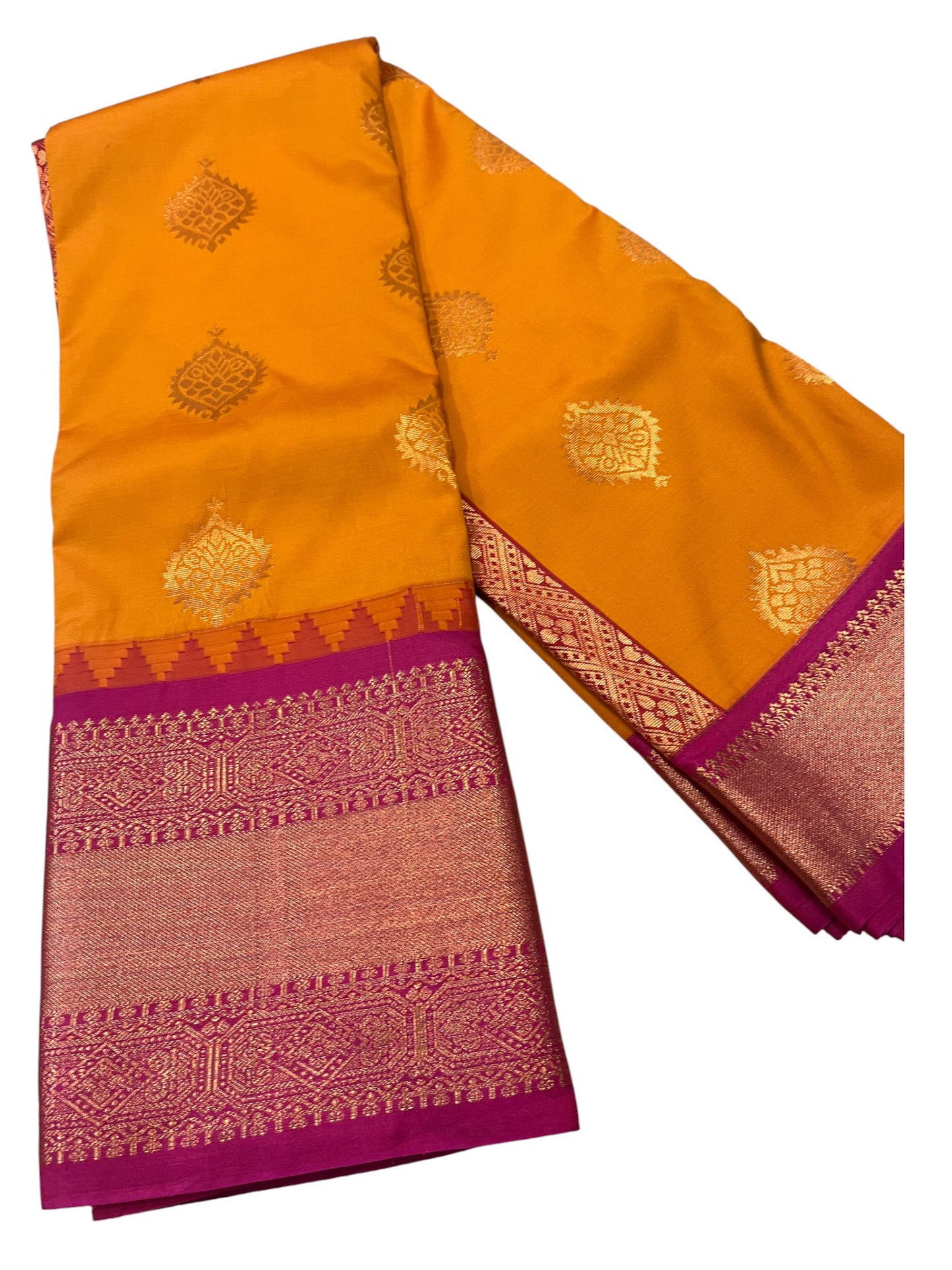Southloom Banarasi Semi Silk Saree with Woven Work on Body (Orange)