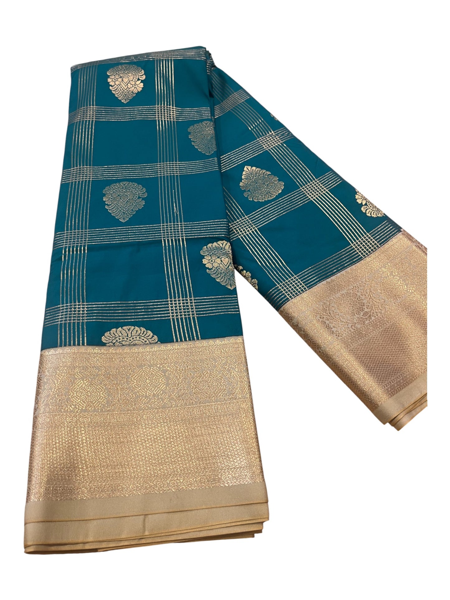 Southloom Banarasi Semi Silk Saree with Woven Work on Body(Blue)