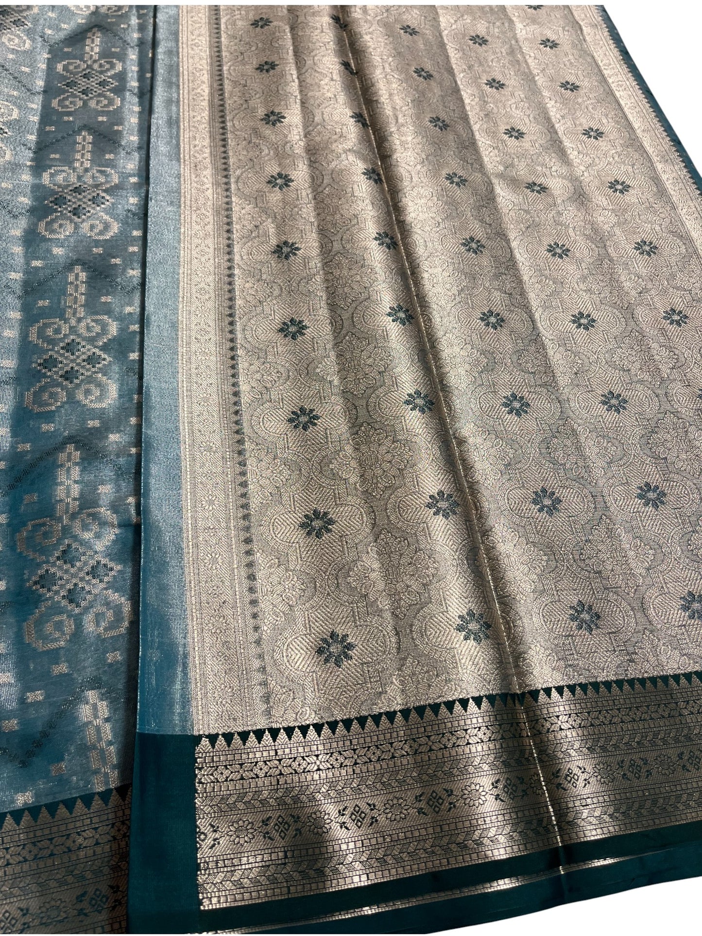 Southloom Semi Banarasi Katan Tissue Saree with Woven Work on Body and Borders