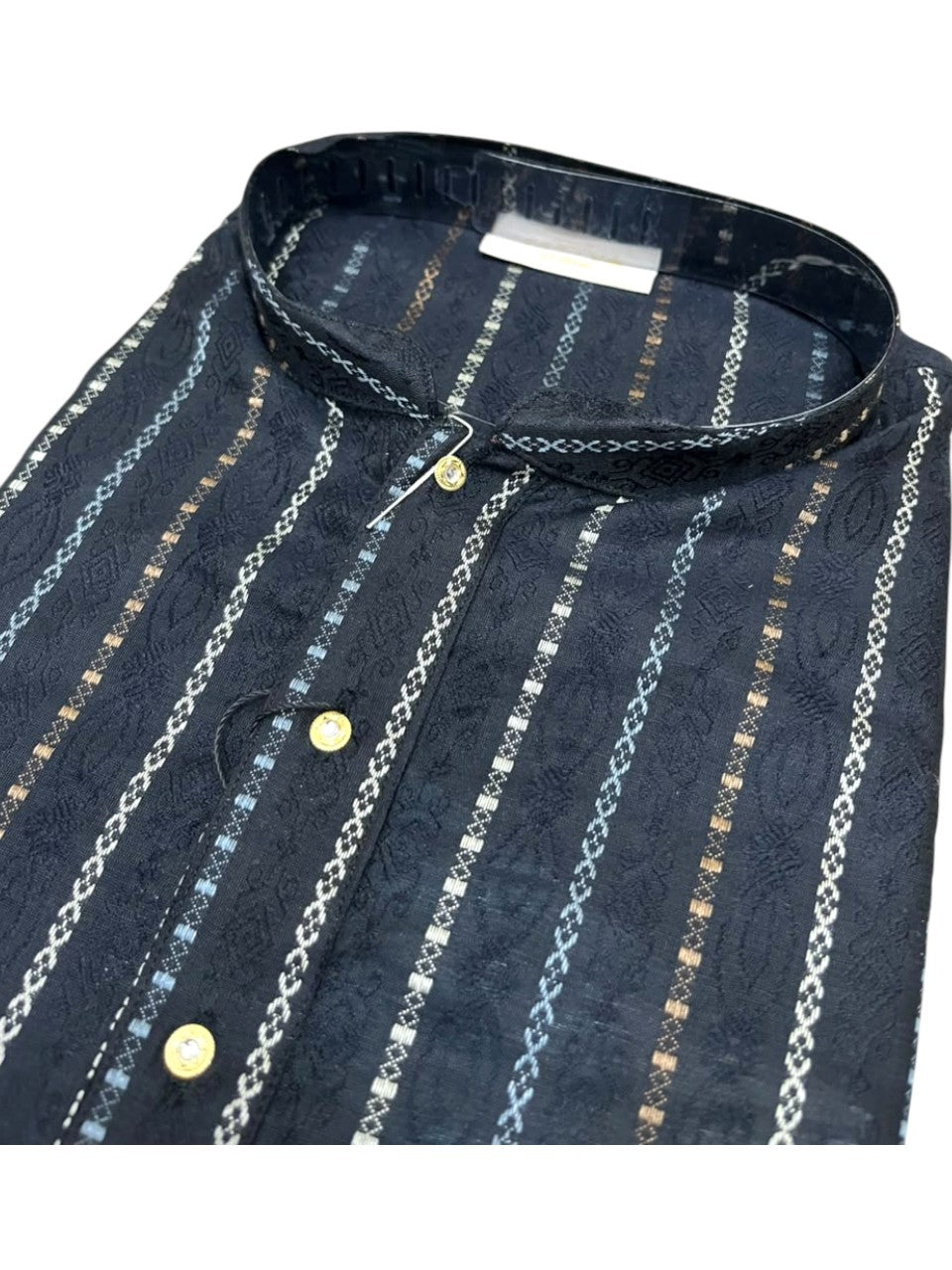 Southloom Black Woven Semi Silk Short Kurta for Men SL590