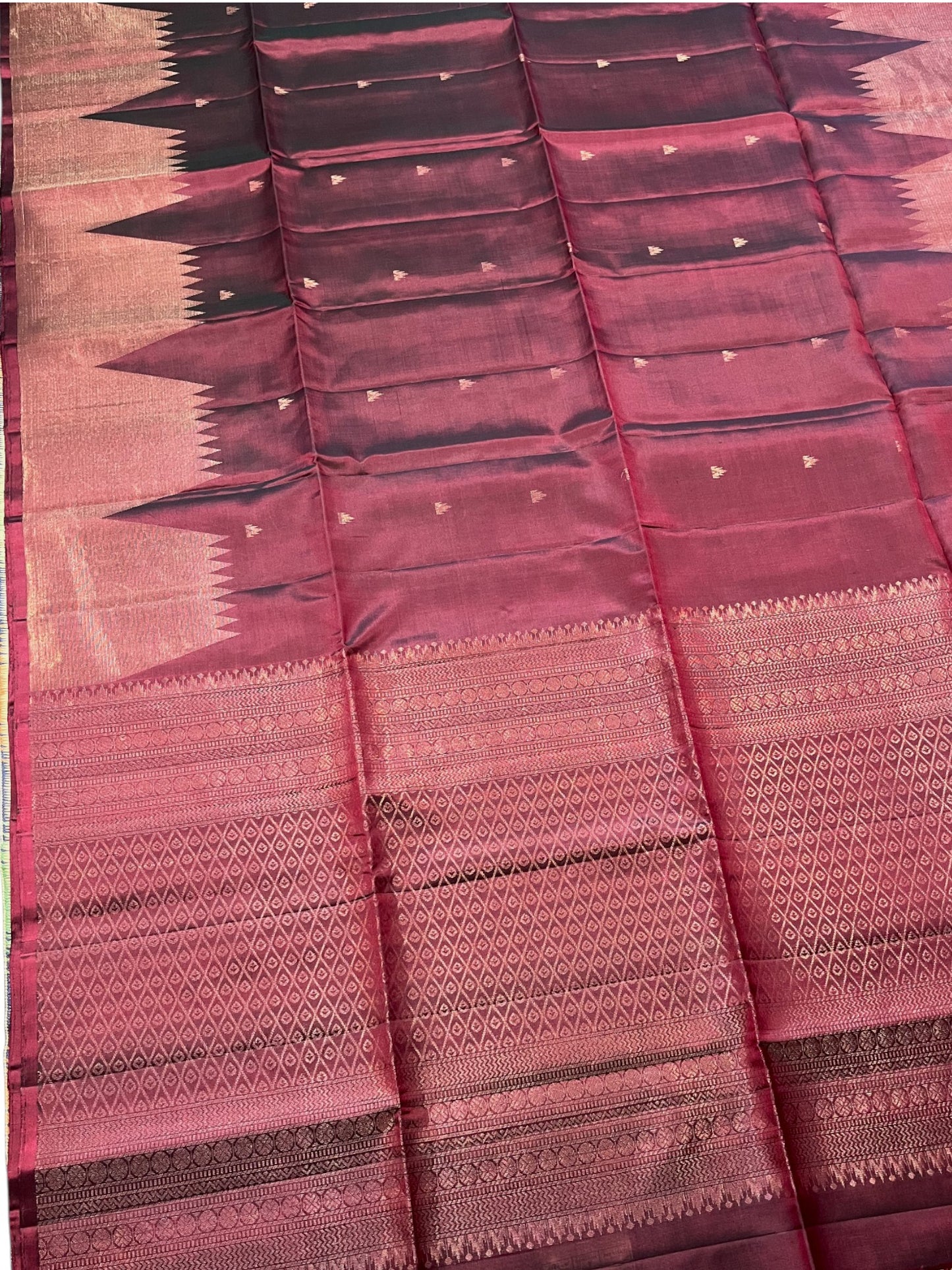 Southloom Pure Handloom Bridal Kanchipuram Silk Saree with Korvai Work (Maroon)