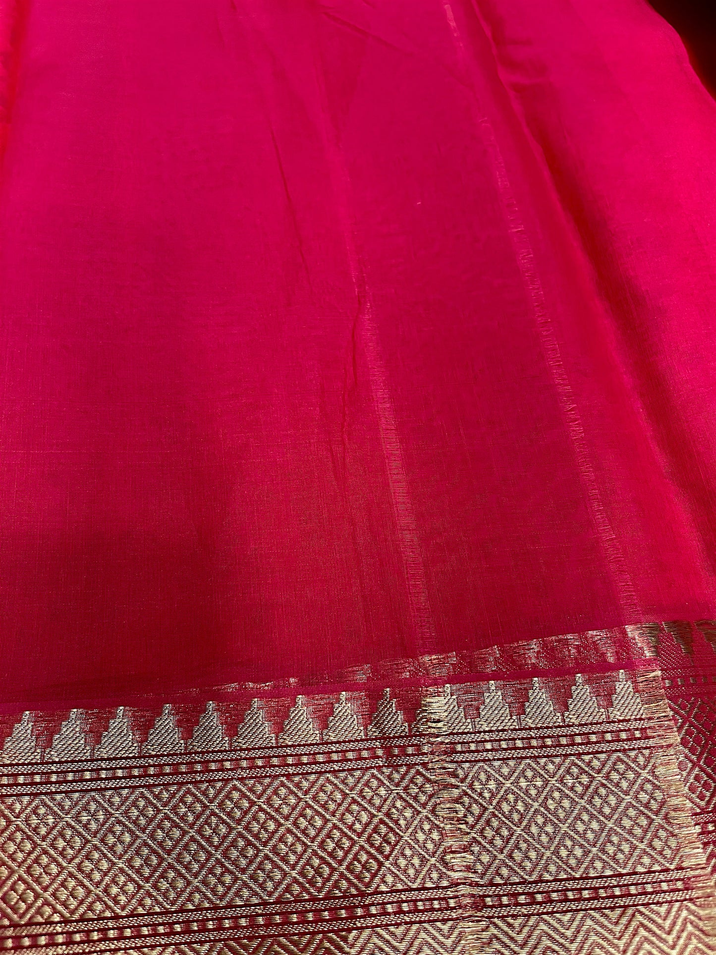 Southloom Cotton Banarasi Silk Saree with Woven Work on Body and Borders (Orange and Magenta)