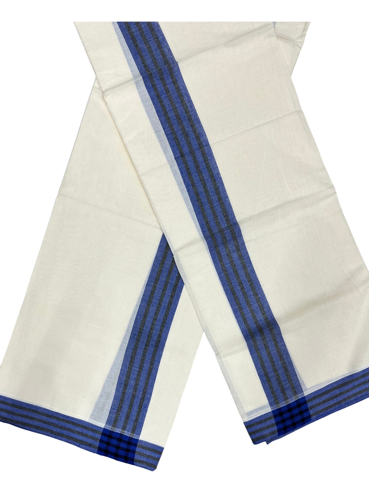 Southloom Kerala Mulloth Cotton Single Mundum Neriyathum with Multicolor Border In 2.80 Mtrs