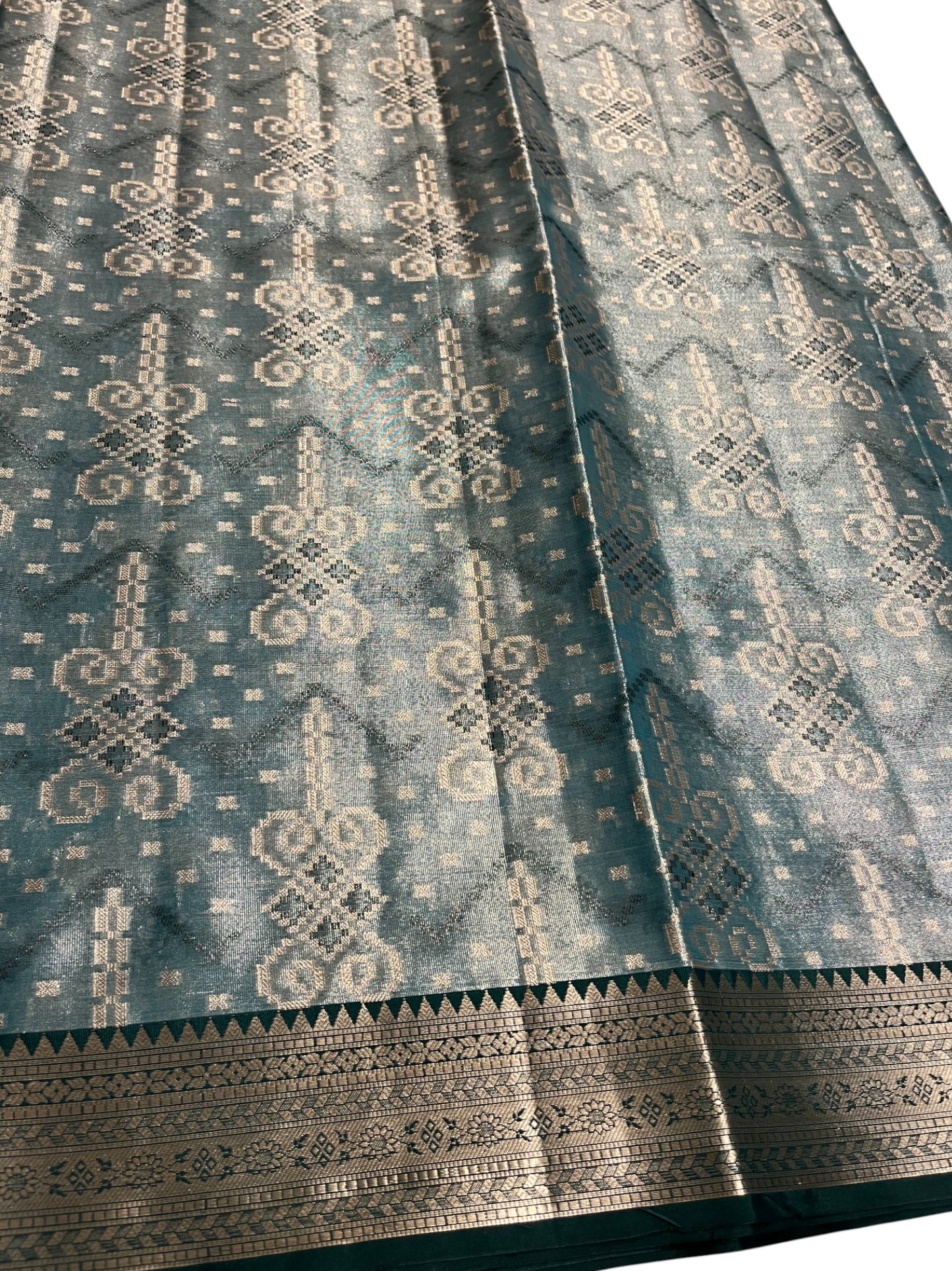 Southloom Semi Banarasi Katan Tissue Saree with Woven Work on Body and Borders