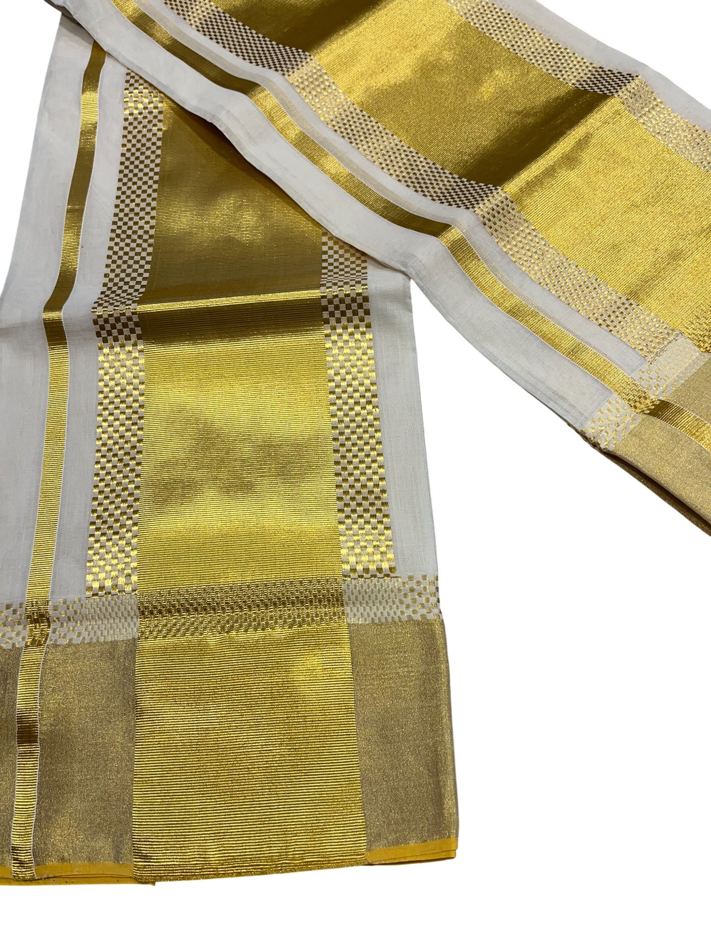 Southloom Premium Handloom Set Mundu with Kasavu and Golden Border (2.80 Mtr)