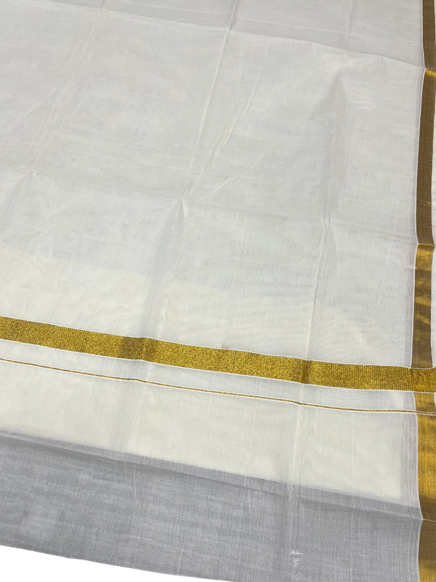 Southloom Pure Cotton Kerala Saree with 1 inch Gold Kasavu Border