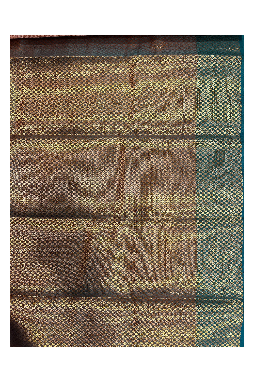 Southloom Banarasi Silk Brocade Bridal Saree WIth Woven Borders And Blouse Piece in Beige And Green