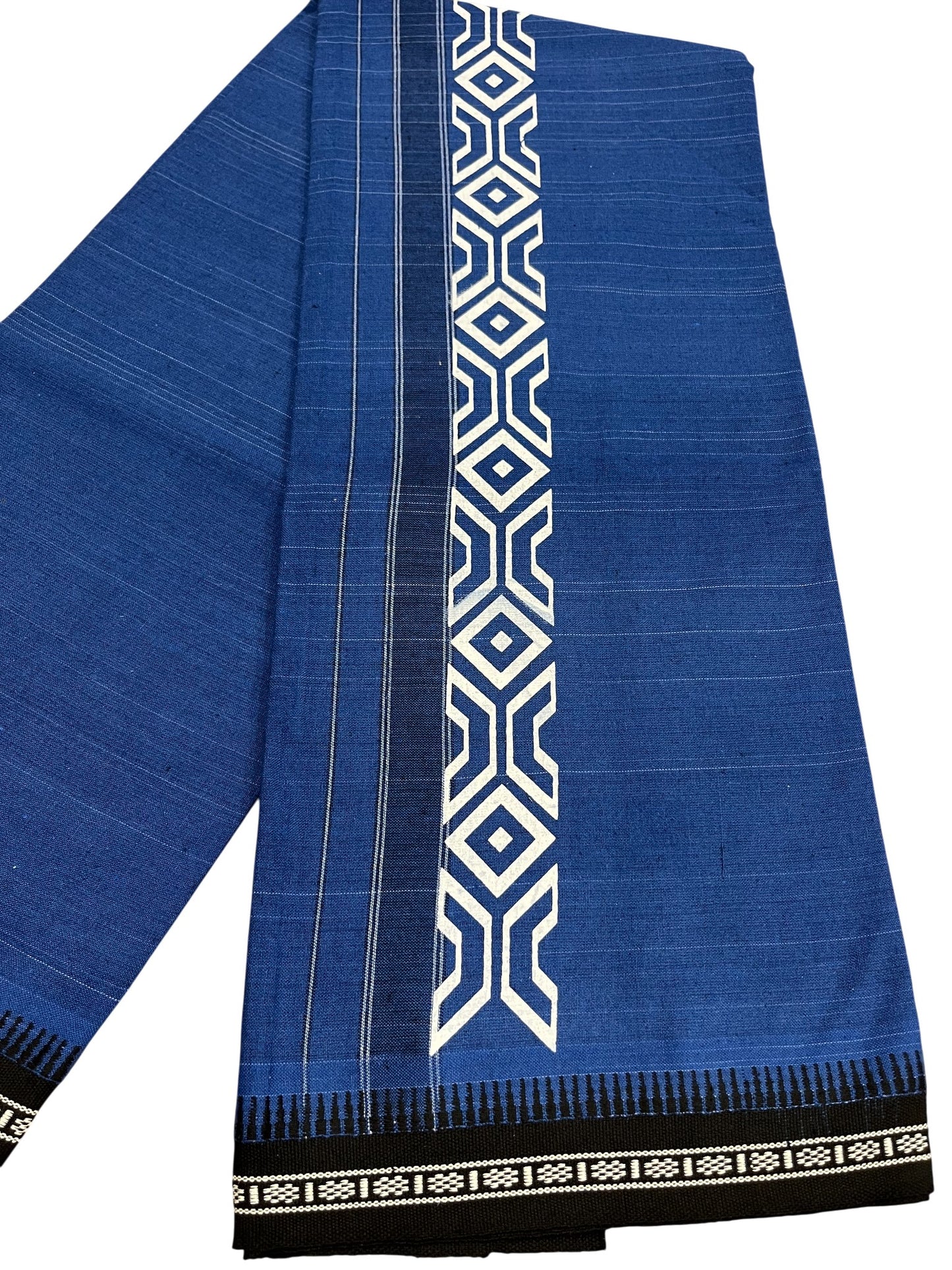 Southloom Blue Printed Single Mundu / Otta Mundu / Lungi (South Indian Kerala Dhoti)