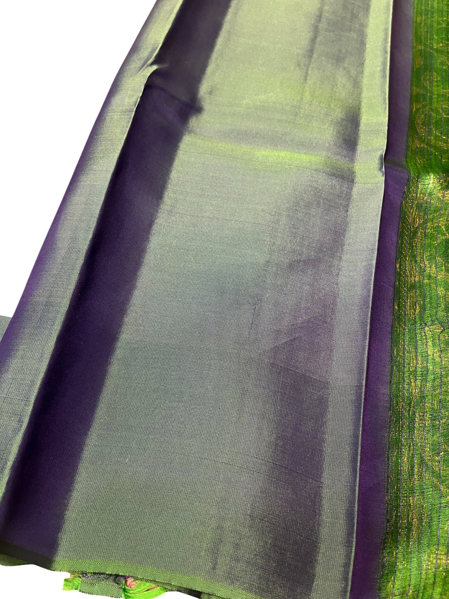 Southloom Pure Handloom Kanchipuram Silk Saree with Butta Work (Violet & Green)