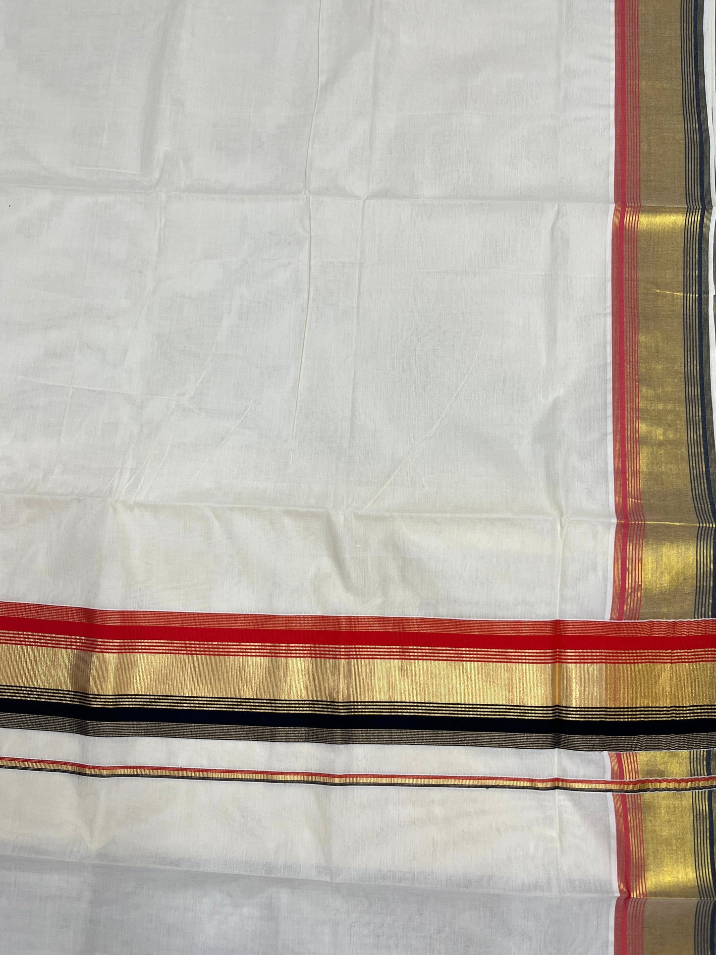 Southloom Kerala Cotton Kasavu Saree with Black And Orange Border