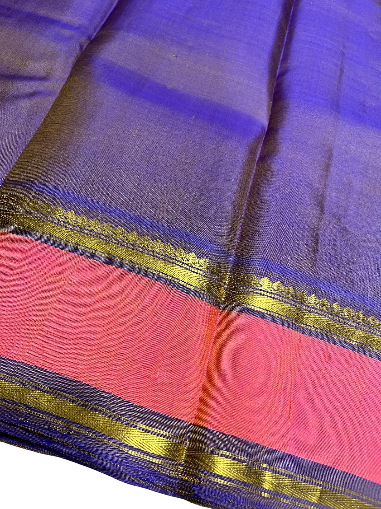Southloom Pure Handloom Bridal Kanchipuram Silk Saree with Korvai Work (Yellow & Blue)