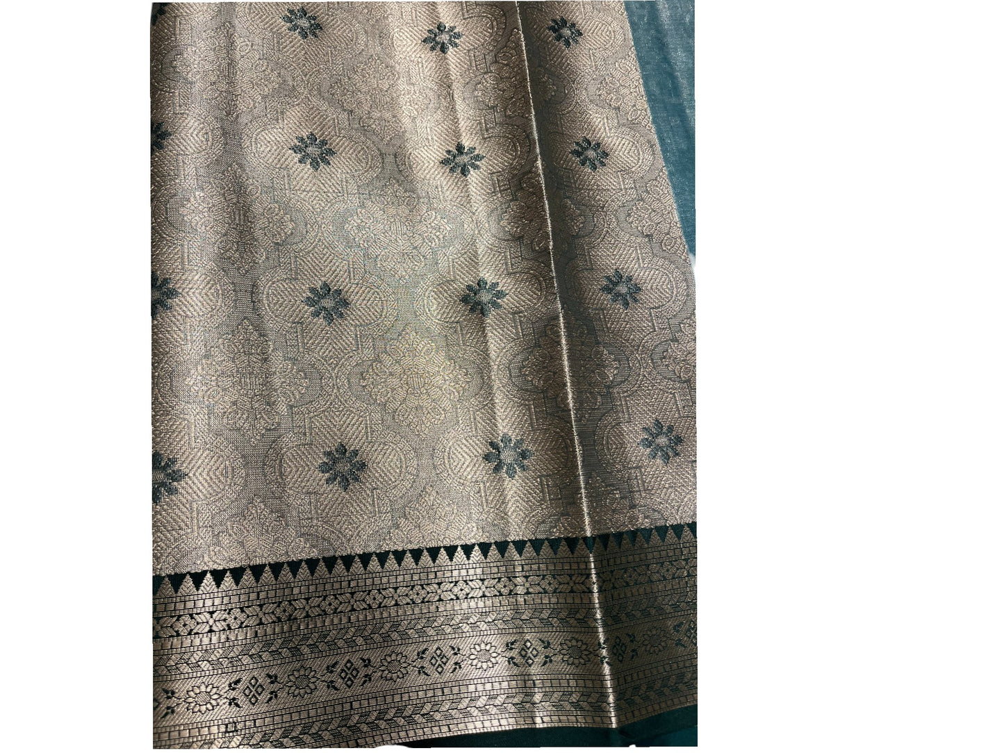 Southloom Semi Banarasi Katan Tissue Saree with Woven Work on Body and Borders