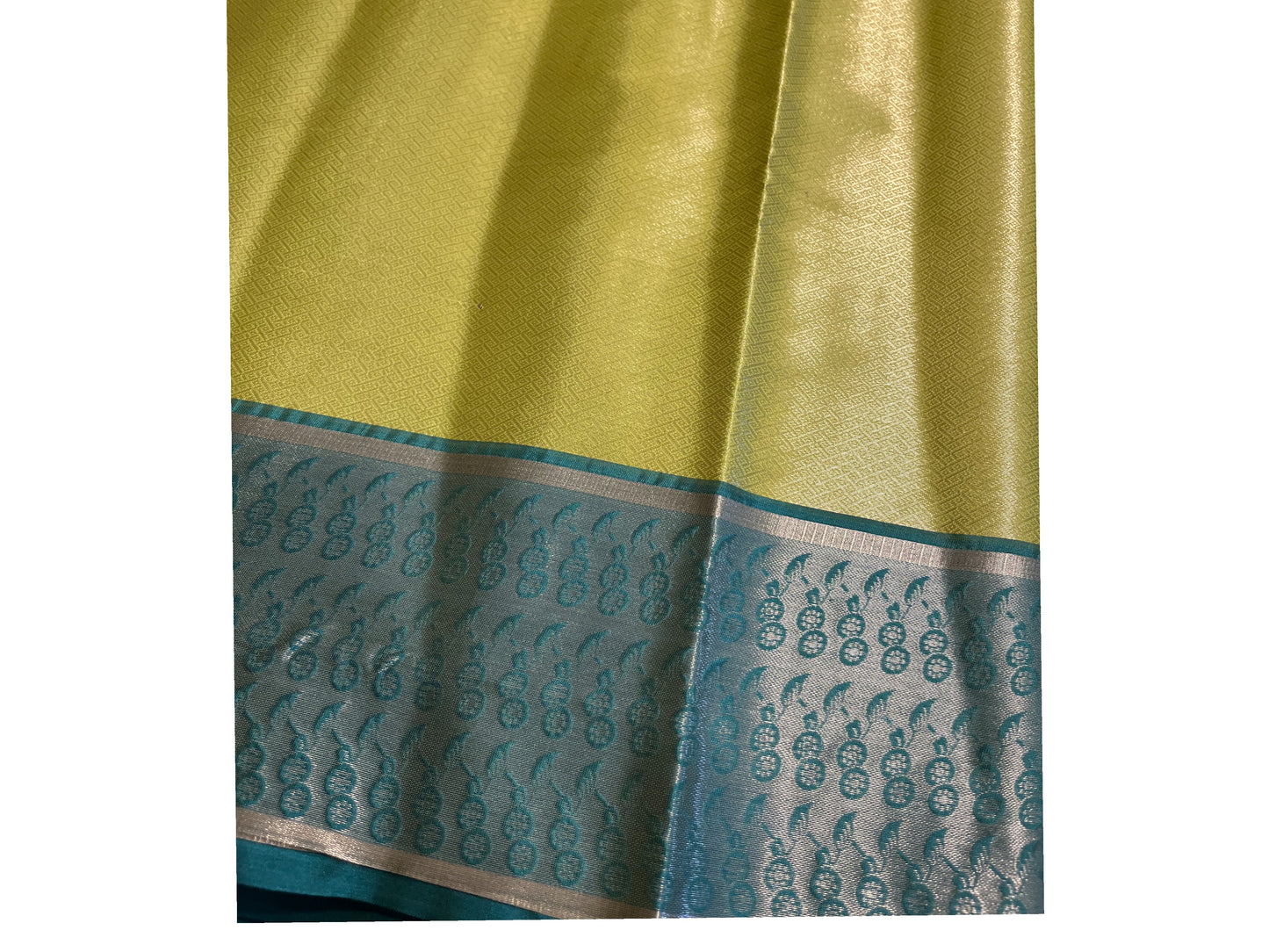 Southloom Tissue Silk Saree with Woven Work on Body and Borders (Blue & Green)