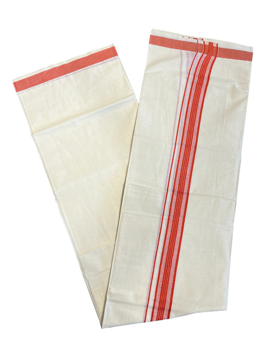 Southloom Pure Cotton Double Mundu With Red Border (South Indian Kerala Dhoti)