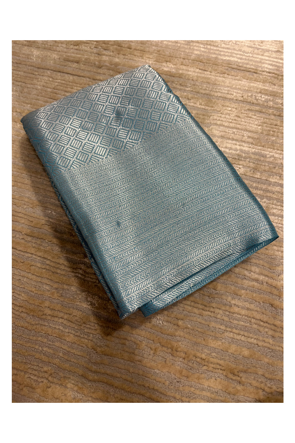Southloom Banarasi Silver Zari Brocade Work Silk Saree in Blue Pastel Shade