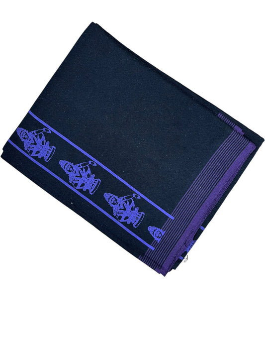 Southloom Black Printed Ayyapan Single Mundu / Otta Mundu (South Indian Kerala Dhoti)