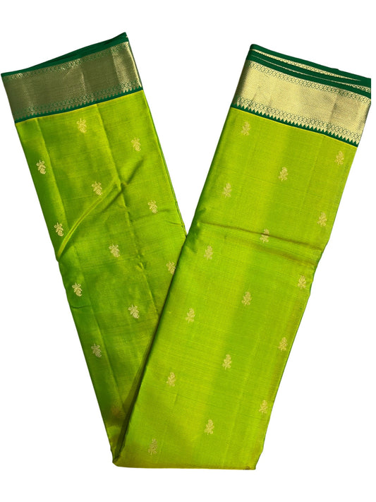 Southloom Pure Handloom Bridal Kanchipuram Silk Saree with Korvai Work (Green)