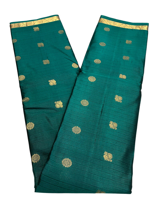 Southloom Pure Handloom Bridal Kanchipuram Silk Saree with Korvai Work (Green & Pink)