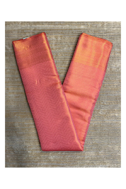 Southloom Brocade Silk Bridal Saree WIth Woven Borders And Blouse Piece in Gold And Pink