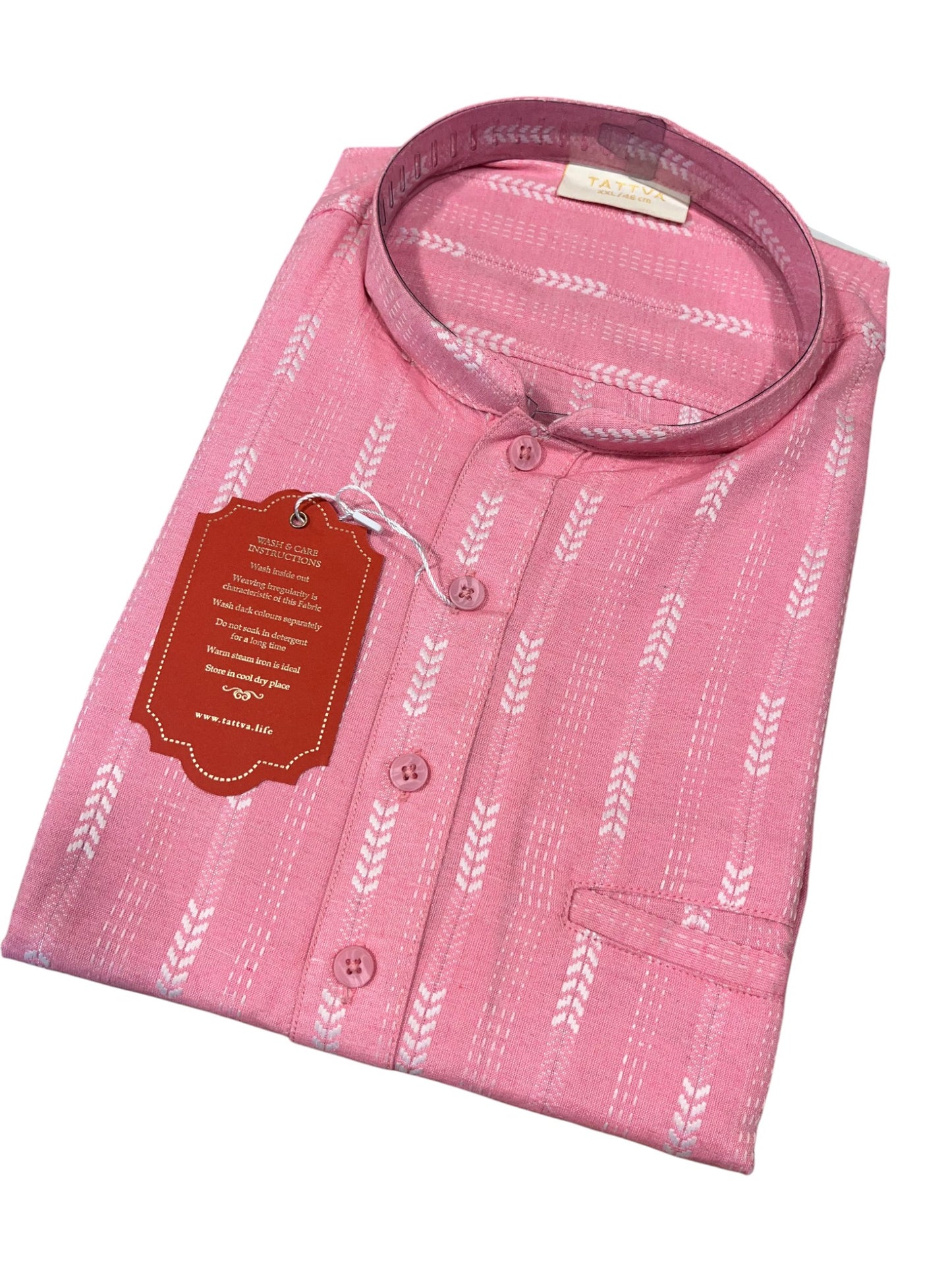 Southloom Semi Silk Short Kurta for Men in Pink Colour