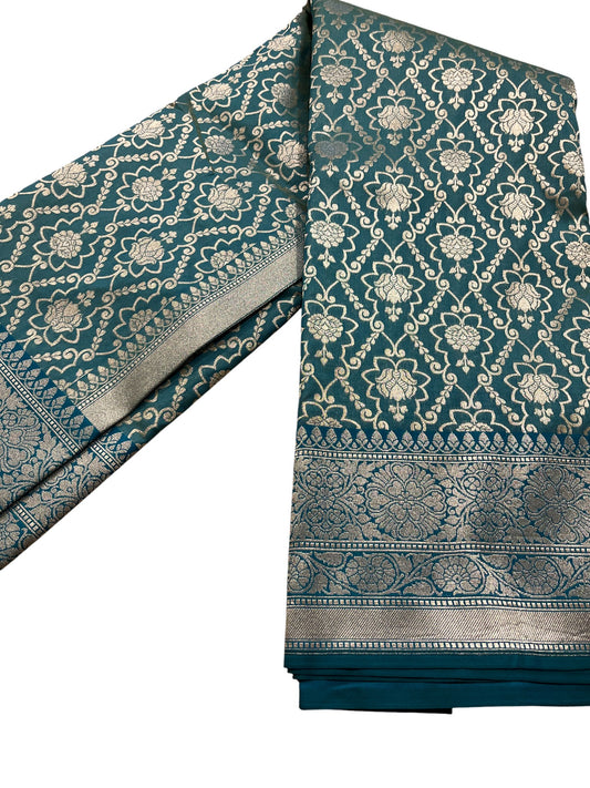 Southloom Pure Banarasi Silk Saree with Woven Work on Body and Borders (Blue)