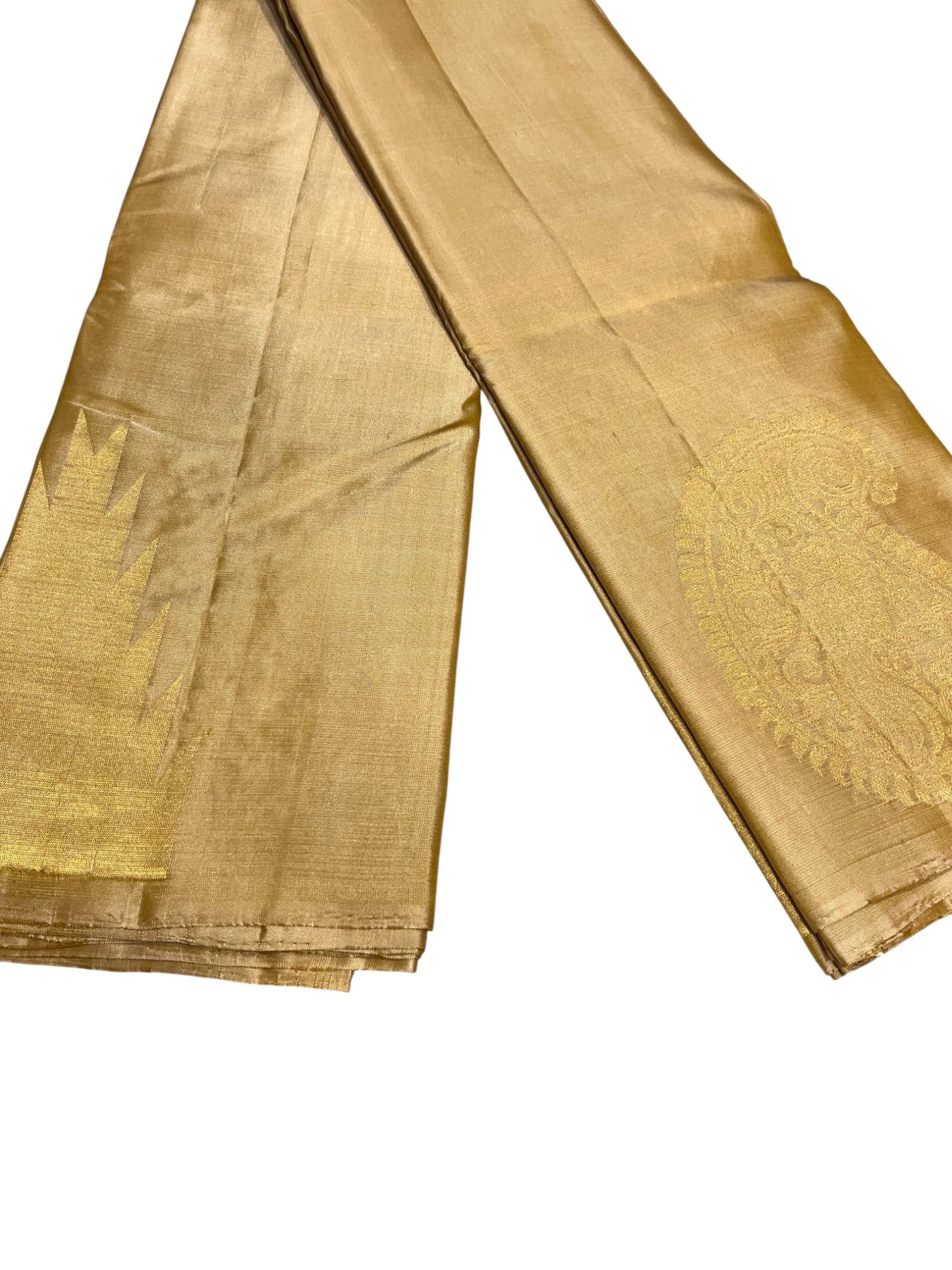 Southloom Premium Handloom Bridal Kanchipuram Silk Saree with Korvai Work (Beige)