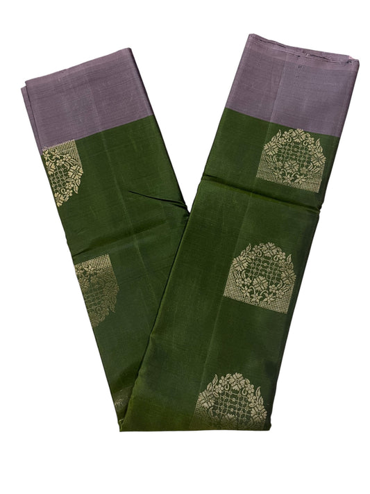Southloom Pure Handloom Bridal Kanchipuram Silk Saree with Korvai Work(Green&Gray)