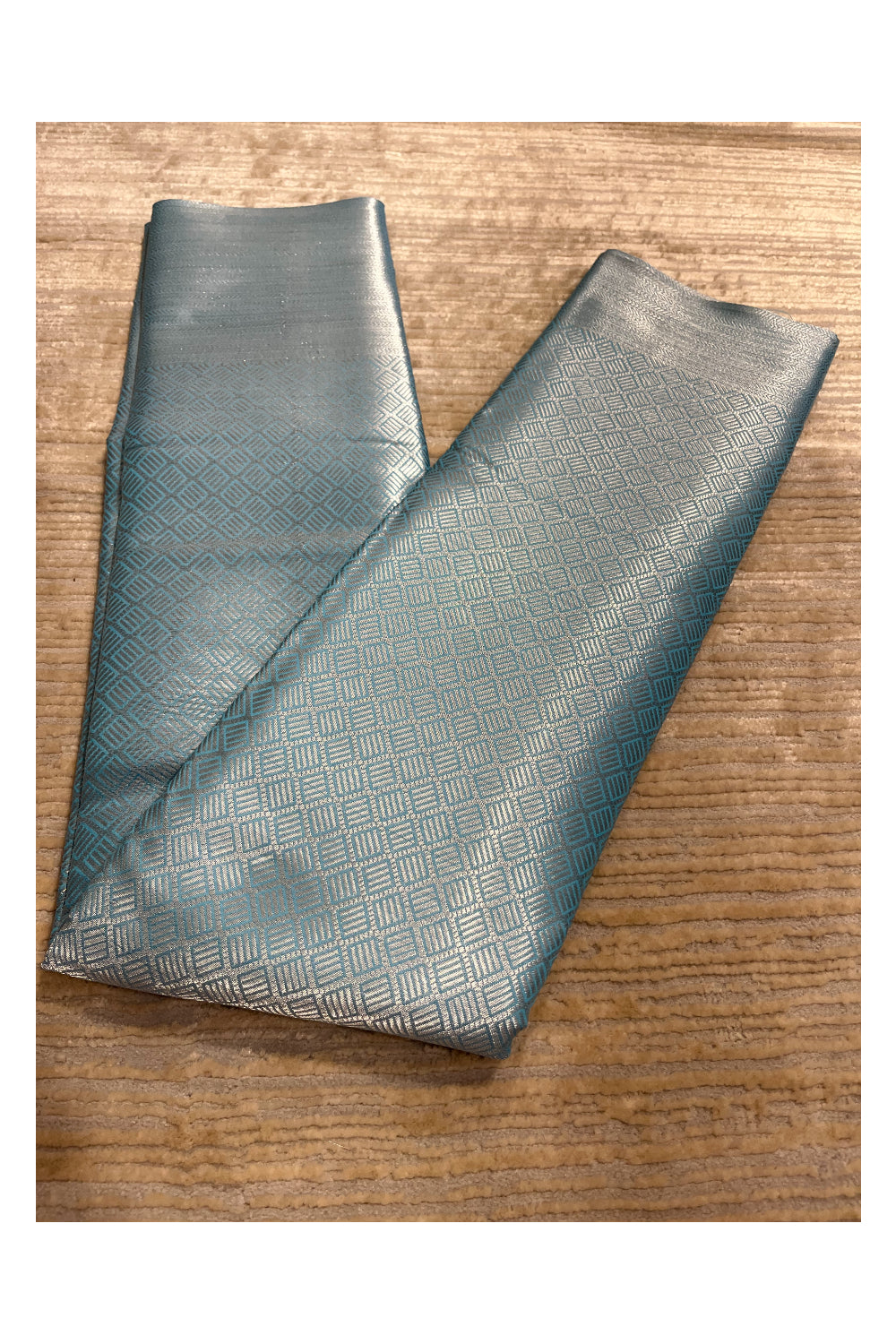 Southloom Banarasi Silver Zari Brocade Work Silk Saree in Blue Pastel Shade