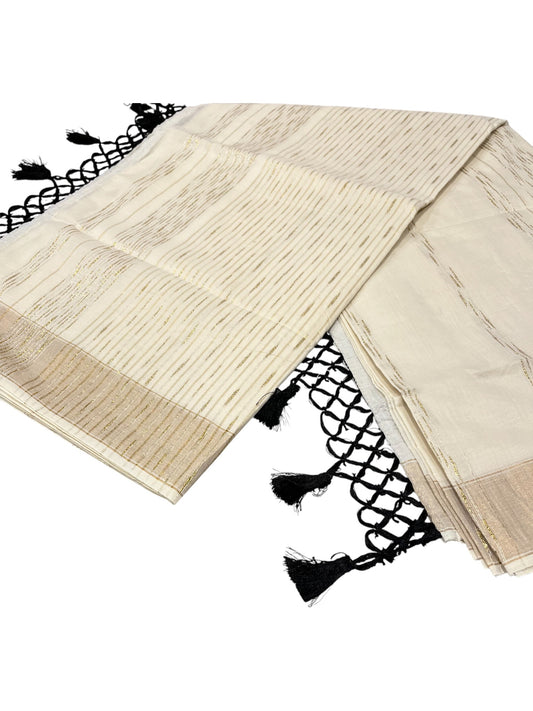 Southloom Kerala Cotton Kasavu Saree with Golden Thread Work