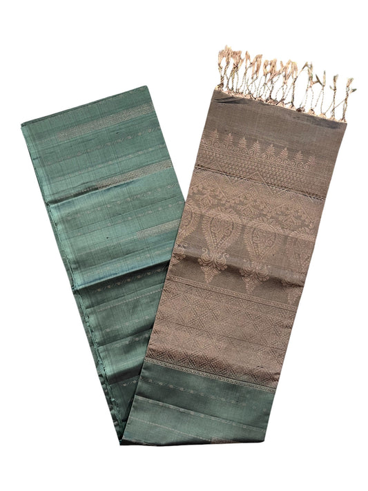 Southloom Pure Handloom Bridal Kanchipuram Silk Saree with Korvai Work (Blue & Grey)