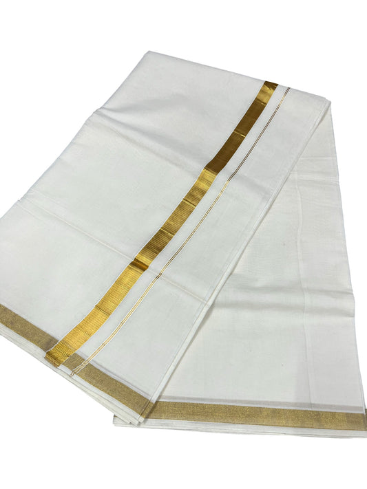 Southloom Pure Cotton Kerala Saree with 1 inch Gold Kasavu Border