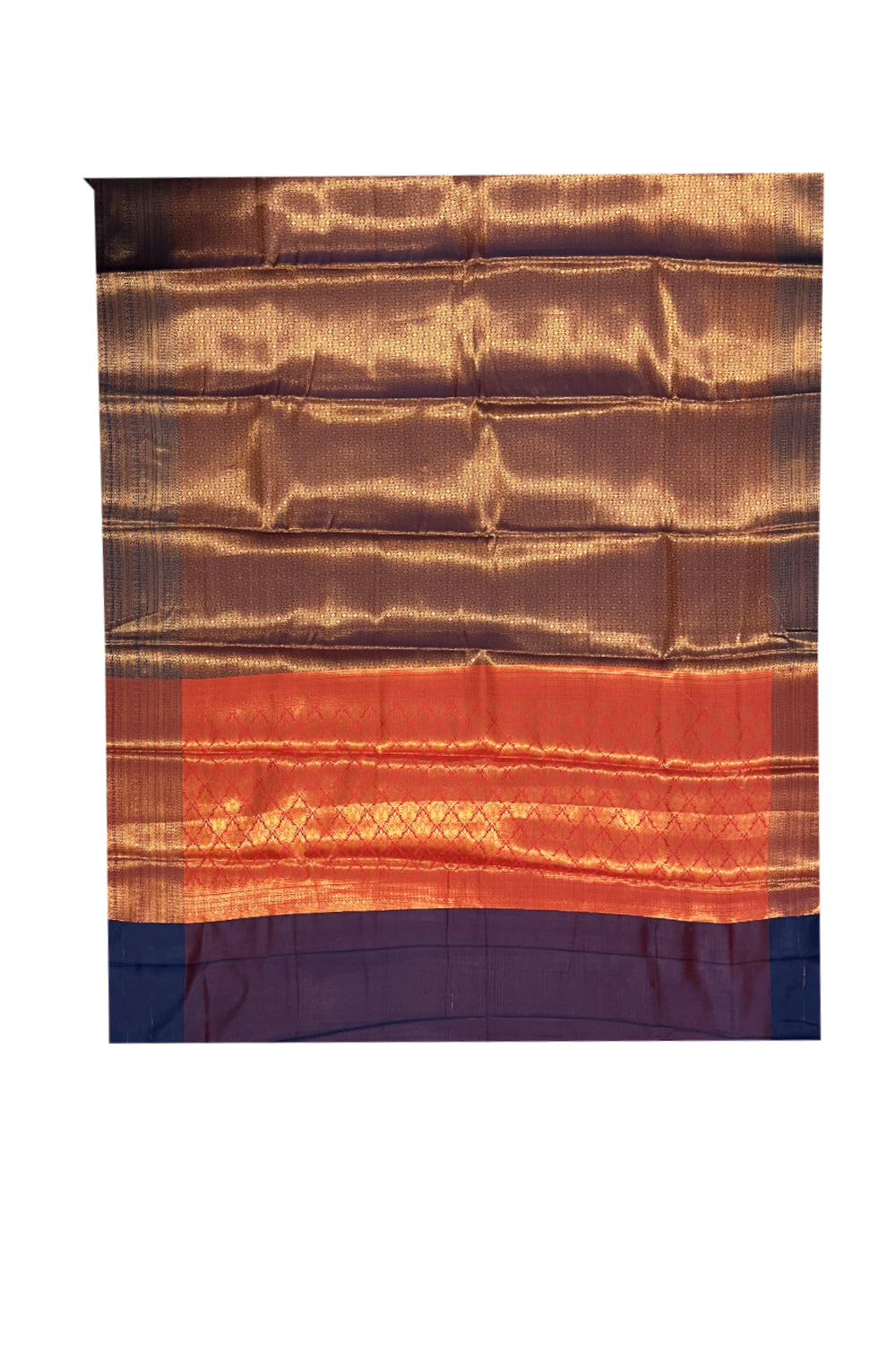 Southloom Premium Semi Silk Zari Work Brocade Saree in Blue Bridal with Matching Pallu