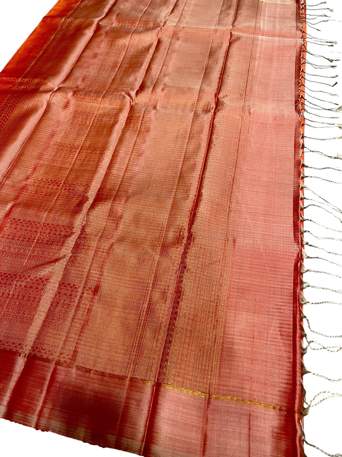 Southloom Pure Handloom Kanchipuram Silk Saree with Butta Work (Orange)