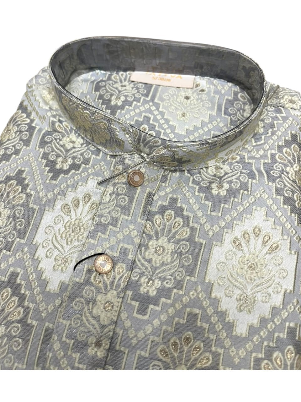 Southloom Gray Woven Semi Silk Short Kurta for Men SL590