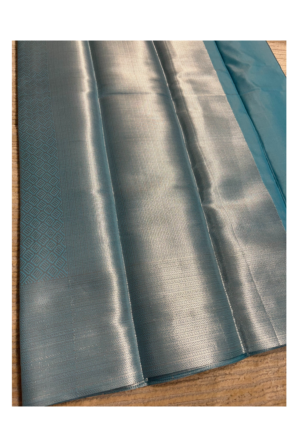 Southloom Banarasi Silver Zari Brocade Work Silk Saree in Blue Pastel Shade